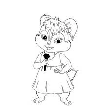 Coloriage Chipette chantant avec un microphone