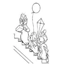 Coloriage Alvin et les Chipmunks dans les escaliers