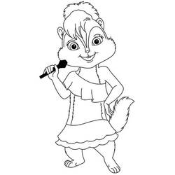 Coloriage Chipette chantant avec un micro