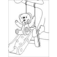 Coloriage Andy Pandy et son ours en peluche sur le toboggan