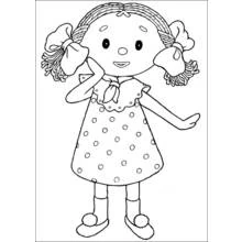 Coloriage Andy Pandy avec sa robe à pois