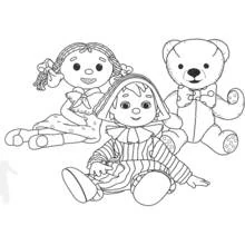 Coloriage Andy Pandy avec Looby Loo et l'ours en peluche