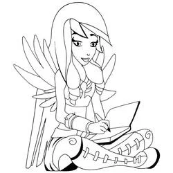 Coloriage Angels Friends une jeune fille écrivant dans un carnet