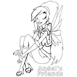 Coloriage Angels Friends fée assise repliée sur elle-même