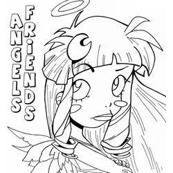 Coloriage Angels Friends fille avec auréole et longs cheveux