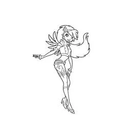 Coloriage Dolce en vol avec ses ailes déployées