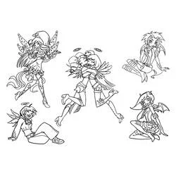 Coloriage Angels Friends personnages dans diverses poses