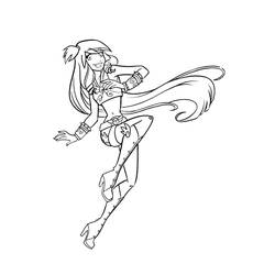 Coloriage Raf des Angels Friends dans une pose de saut dynamique