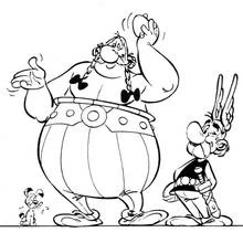 Coloriage Astérix et Obélix discutant avec Idéfix Coloriage Astérix et Obélix discutant avec Idéfix
