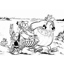 Coloriage Astérix et Obélix se promenant avec Idéfix Coloriage Astérix et Obélix se promenant avec Idéfix