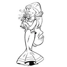 Coloriage Femme aux longs cheveux tenant un petit chien Coloriage Femme aux longs cheveux tenant un petit chien