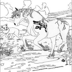Coloriage Thunder marchant dans une prairie avec un renard