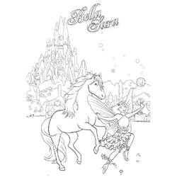 Coloriage Bella Sara cheval et fée devant un château