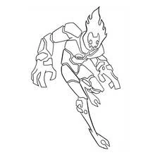 Coloriage Heatblast dans une pose d'action dynamique Coloriage Heatblast dans une pose d'action dynamique