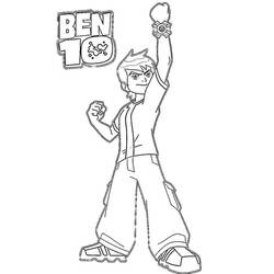 Coloriage Ben 10 levant le bras avec l'Omnitrix Coloriage Ben 10 levant le bras avec l'Omnitrix