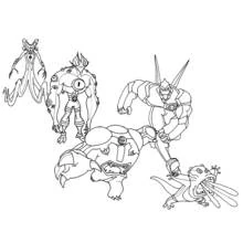 Coloriage Ben 10 formes extraterrestres en groupe Coloriage Ben 10 formes extraterrestres en groupe
