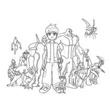 Coloriage Ben 10 entouré de ses transformations extraterrestres Coloriage Ben 10 entouré de ses transformations extraterrestres