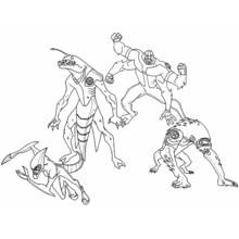 Coloriage Ben 10 groupe de formes extraterrestres Coloriage Ben 10 groupe de formes extraterrestres