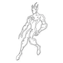 Coloriage Ben 10 en position de combat, personnage extraterrestre Coloriage Ben 10 en position de combat, personnage extraterrestre
