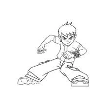 Coloriage Ben 10 prêt à activer l'Omnitrix Coloriage Ben 10 prêt à activer l'Omnitrix