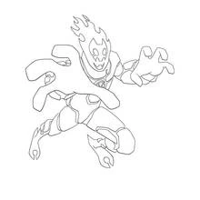 Coloriage Ben 10 alien de feu en position de combat Coloriage Ben 10 alien de feu en position de combat