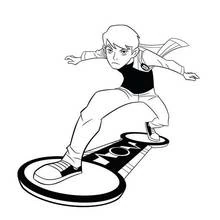 Coloriage Ben 10 sur son surf volant Coloriage Ben 10 sur son surf volant
