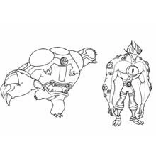 Coloriage Ben 10 deux aliens côte à côte Coloriage Ben 10 deux aliens côte à côte