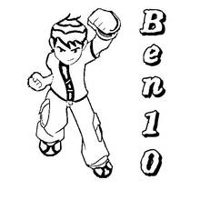 Coloriage Ben 10 en position de combat Coloriage Ben 10 en position de combat