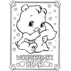 Coloriage Calinours coeur-de-loulou tenant un petit coeur