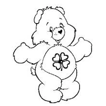 Coloriage Calinours les bras ouverts avec un trèfle sur le ventre