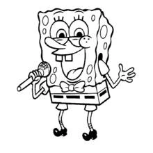Coloriage Bob l'Éponge chantant avec un micro