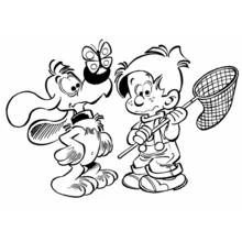 Coloriage Boule et Bill à la chasse au papillon