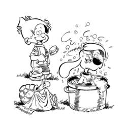 Coloriage Boule et Bill au bain