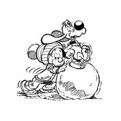 Coloriage Boule et Bill roulant une grosse boule de neige