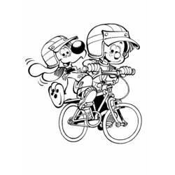 Coloriage Boule et Bill à vélo