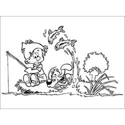Coloriage Boule et Bill en partie de pêche