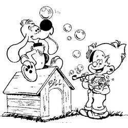 Coloriage Boule et Bill en train de faire des bulles de savon