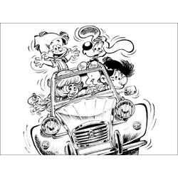 Coloriage Boule et Bill en voiture décapotable