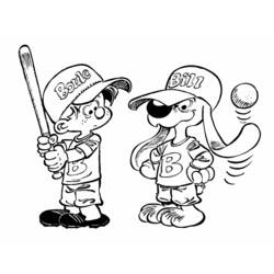 Coloriage Boule et Bill jouent au baseball