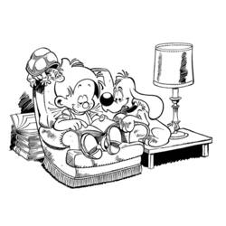 Coloriage Boule et Bill endormis dans un fauteuil