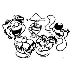 Coloriage Boule et Bill riant avec des amis