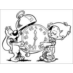 Coloriage Boule et Bill avec un grand réveil matin