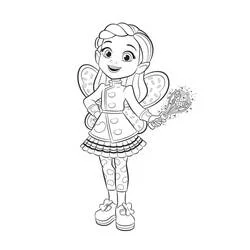 Coloriage Butter Beans Cafe Enchante fée tenant un fouet magique