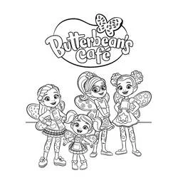 Coloriage Butterbean's Café Enchanté, groupe de personnages