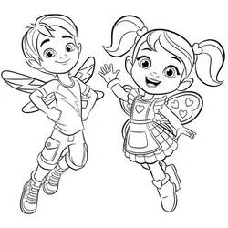 Coloriage Jasper et Cricket en train de voler
