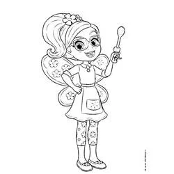 Coloriage Poppy tenant une cuillère avec des ailes de fée