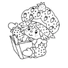 Coloriage Charlotte aux fraises en train de lire un livre