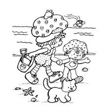 Coloriage Fraisinette se promène sur la plage