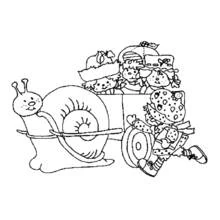 Coloriage Fraisinette et ses amis sur un char à escargot