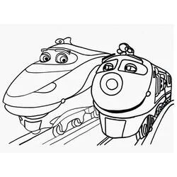 Coloriage Chuggington deux locomotives amies côte à côte
